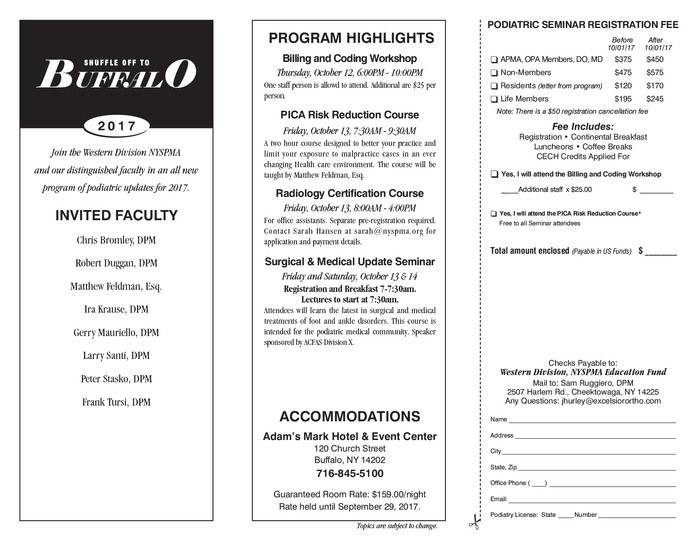 Shuffle Off To Buffalo 2017 Seminar Flyer 1 Rev 17 06 29 Rev2